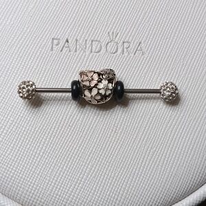 Pandora 1 VintageStirlingSilver Mixed Enamels,ClearCZS Poetic Blooms Heart Charm